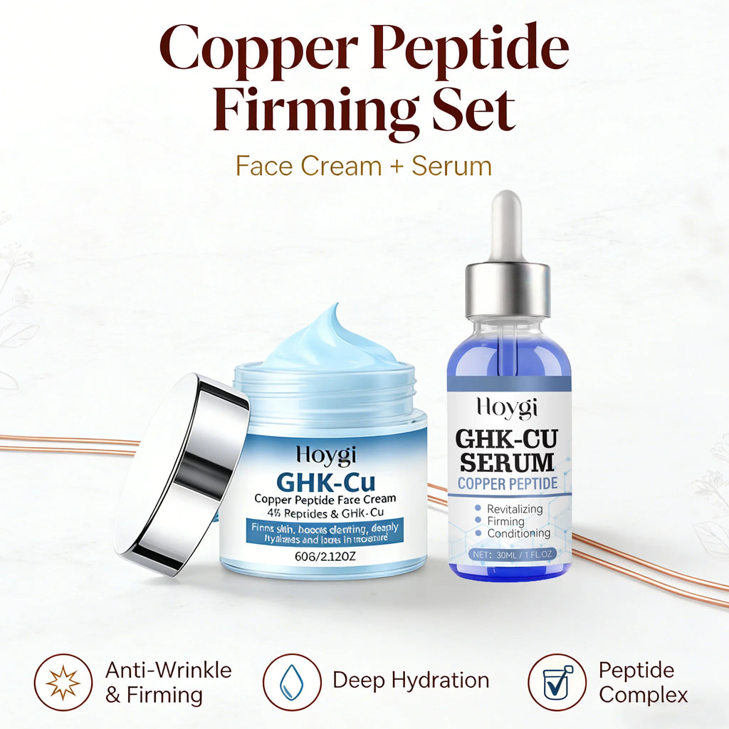Copper Peptide Face Cream & Serum Set Firming Hydrating Skincare Smoothing Tightening Facial Skin Softens Skin Textur