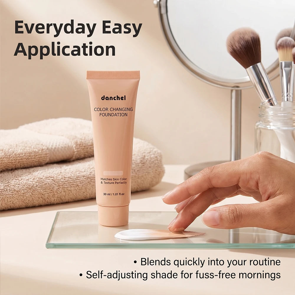 Color Changing Foundation Auto Skin Tone Matching 12H Long Lasting Light Medium Coverage Natural Dewy Face Makeup
