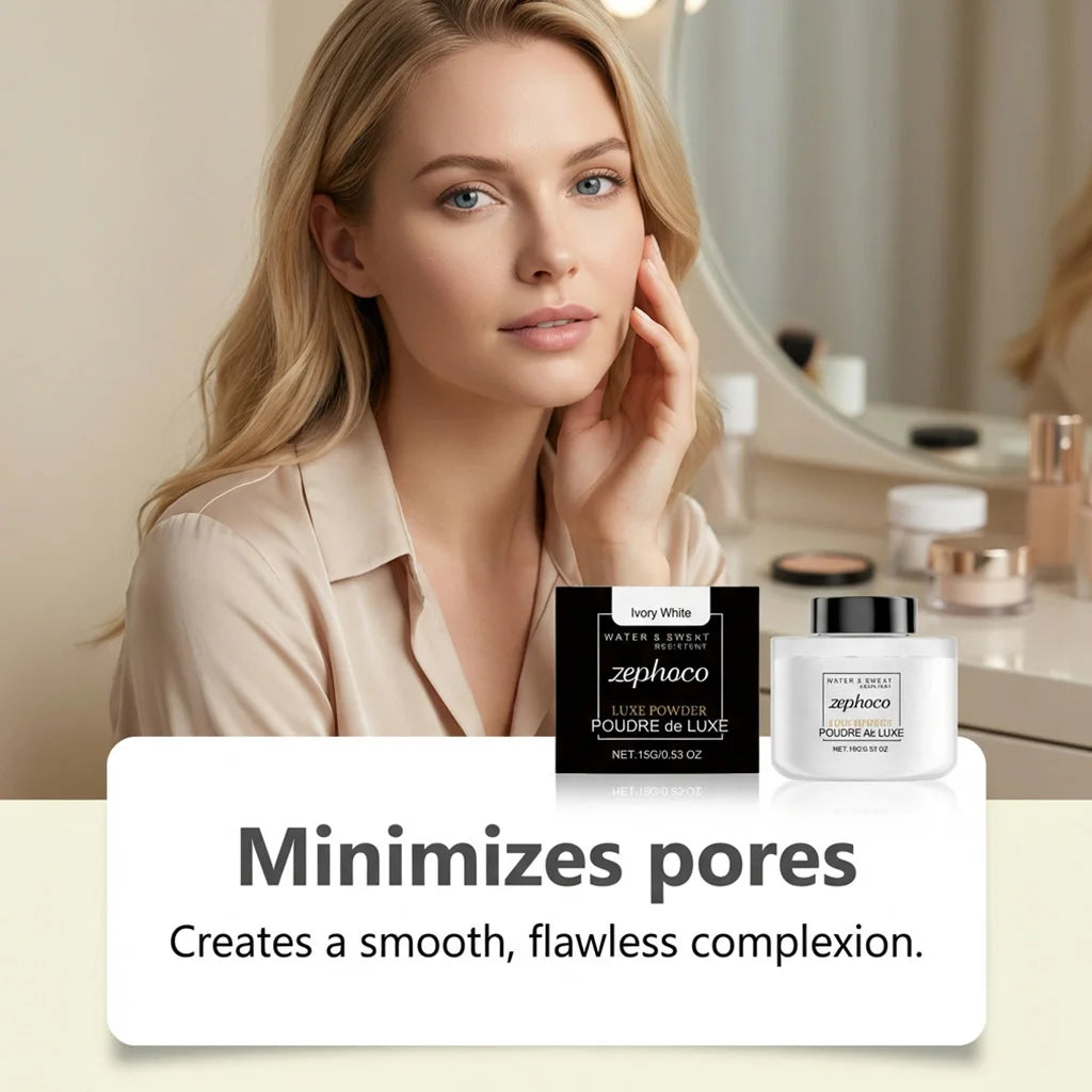 Ivory white matte setting loose powder, clear and long-lasting, creates a soft matte finish, lightweight setting loose powder