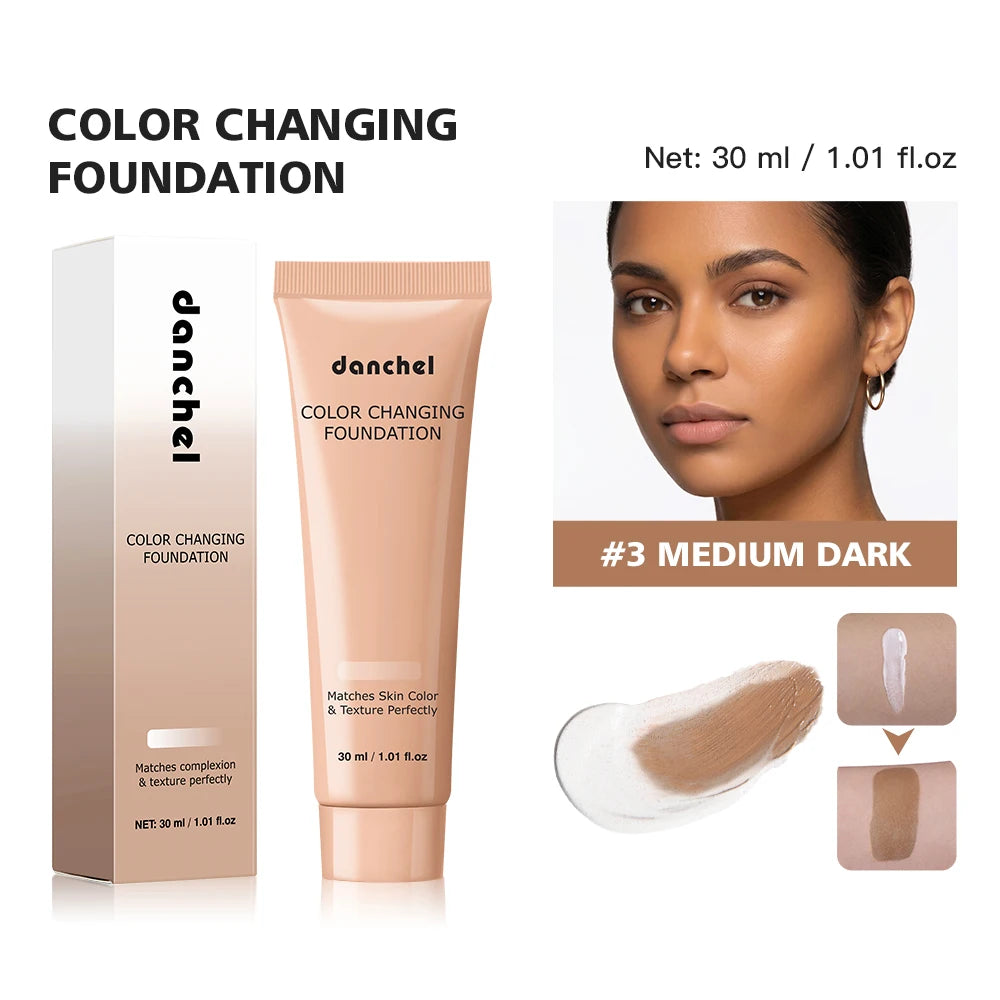 Color Changing Foundation Auto Skin Tone Matching 12H Long Lasting Light Medium Coverage Natural Dewy Face Makeup
