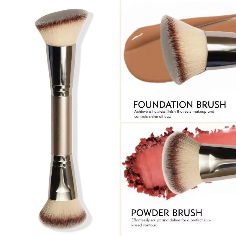 Professional Dual-Ended Makeup Brush Double-Ended Foundation Powder Blush Concealer Contour Blush Brush Cosmetic Tool
