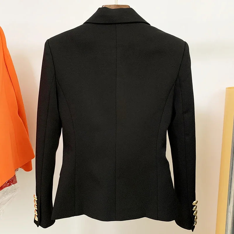 Pink Blazer Women TOP QUALITY Coat 2025 White Slim Blazer Jacket Female Double Breasted Metal Lion Buttons Women Blazers Tops