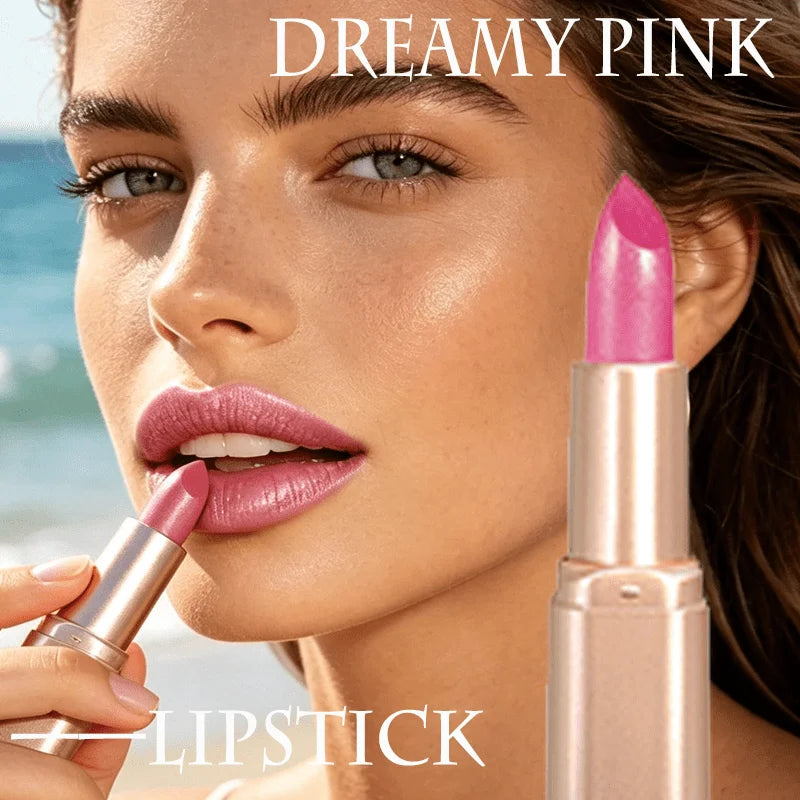 Glitter Pink Lipstick, Pearlescent Shimmer Glow, Rich Color Payoff, Waterproof Long-Wear Lipstick for Any Occasion