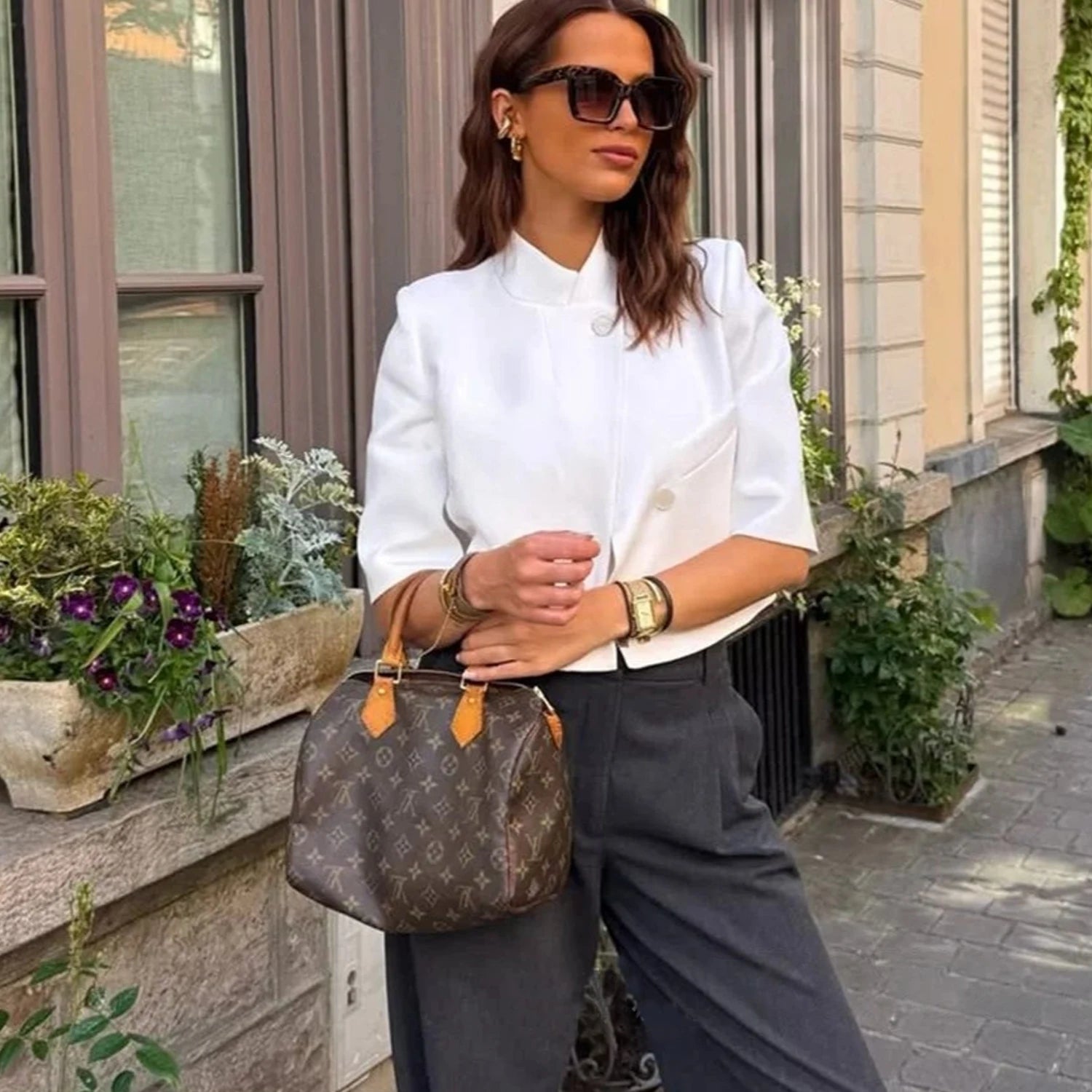 Women White Elegant Blazers Spring Summer Female Trendy Short Sleeve Blazer Tops Fashion Holiday Commute Ladies Short Blazers