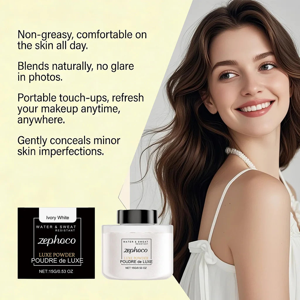 Ivory white matte setting loose powder, clear and long-lasting, creates a soft matte finish, lightweight setting loose powder