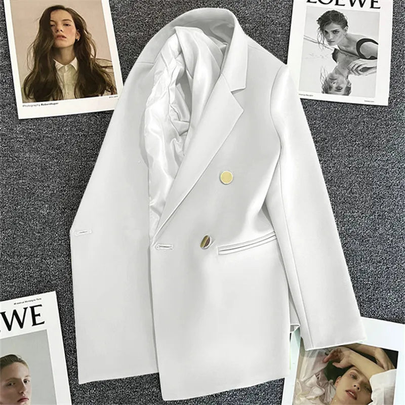Office Blazers For Women 2023 Casual Fashion Long Sleeve New White Black Single Button Jackets Coats Blazer