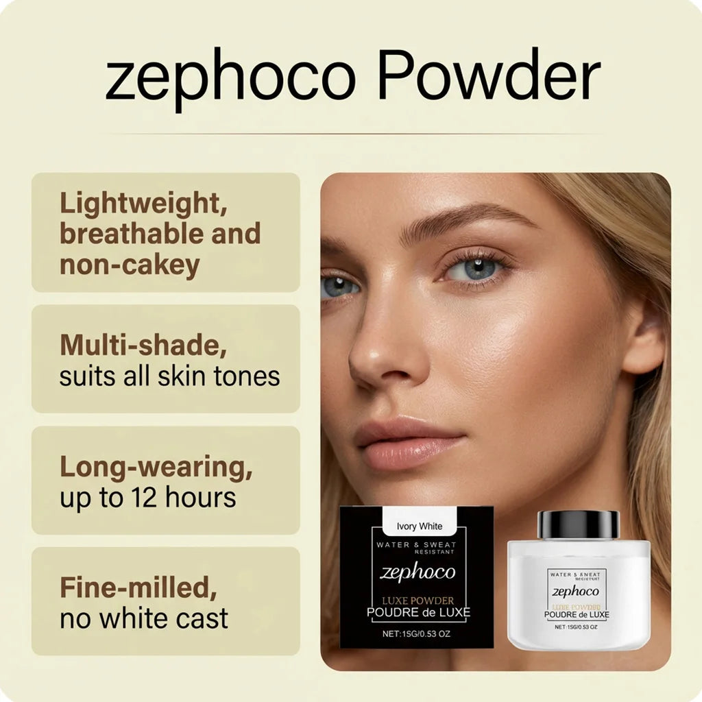 Ivory white matte setting loose powder, clear and long-lasting, creates a soft matte finish, lightweight setting loose powder