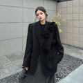 Women's Blazers Purple Three-dimensional Flower Suit Spring and Autumn New Shoulder Padded Suit Top
