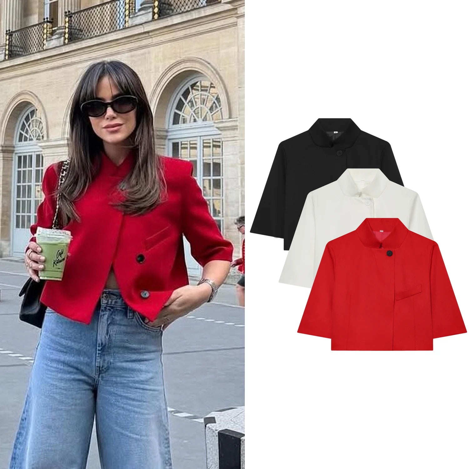 Women White Elegant Blazers Spring Summer Female Trendy Short Sleeve Blazer Tops Fashion Holiday Commute Ladies Short Blazers
