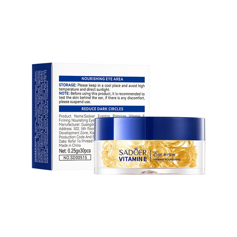 Sadoer Evening Primrose Vitamin E Firming Capsule Eye Cream, Eye Serum, Contains Evening Primrose Extract, Tocopherol, Camellia