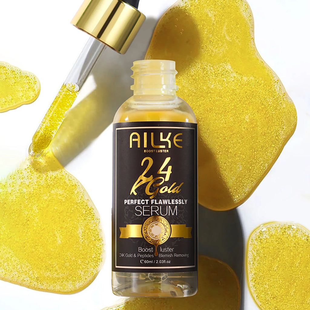 AILKE 24K Gold Flawlessly Serum, Whitening, Deep Clean Skin, Even Skin Tone, Reduce Black Spots, With Peptide, For Face & Body