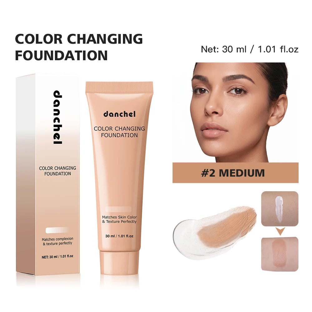 Color Changing Foundation Auto Skin Tone Matching 12H Long Lasting Light Medium Coverage Natural Dewy Face Makeup
