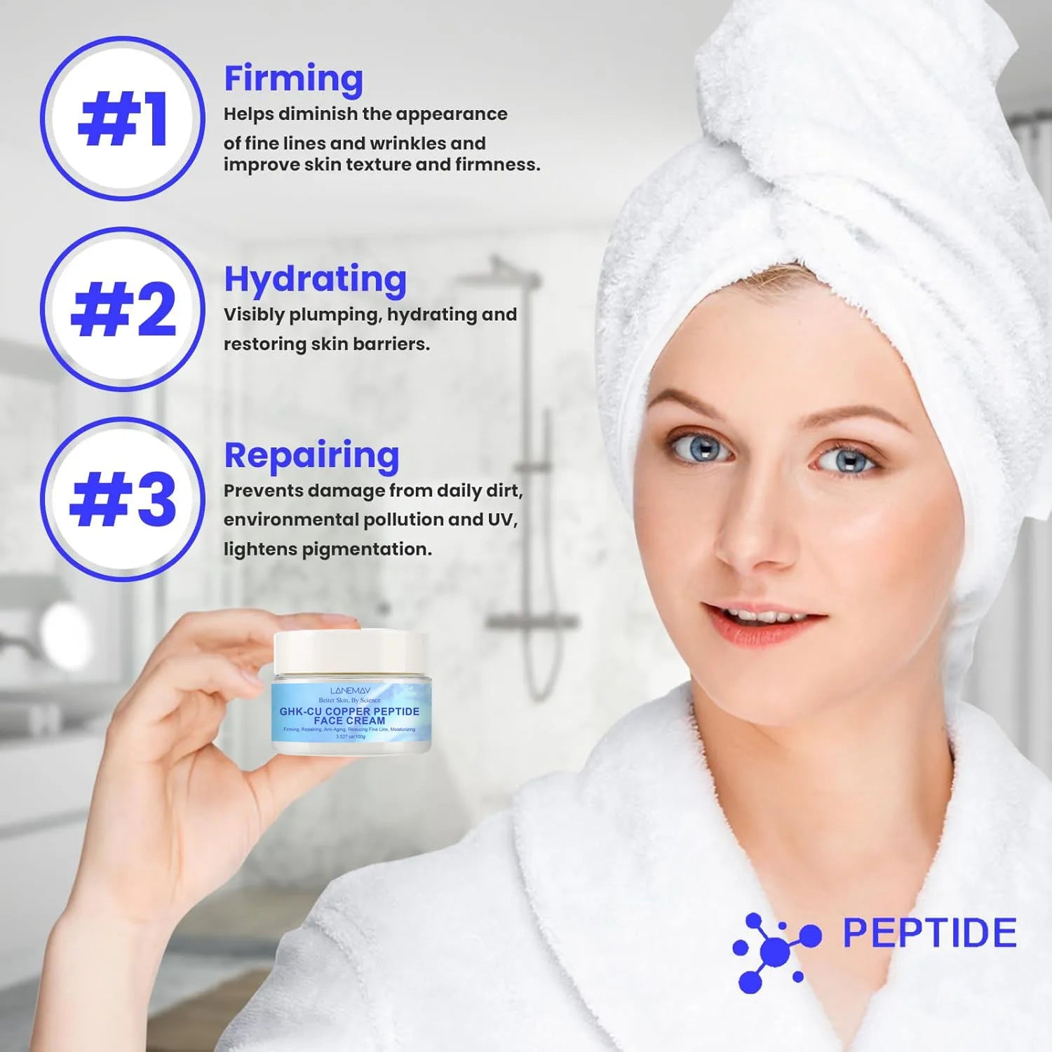 Blue-Copper Peptide Moisturize Cream Facial Care Face Cream Glow Recipe Korean Cosmetics And GHK-Cu Snap-8 Peptide Serum