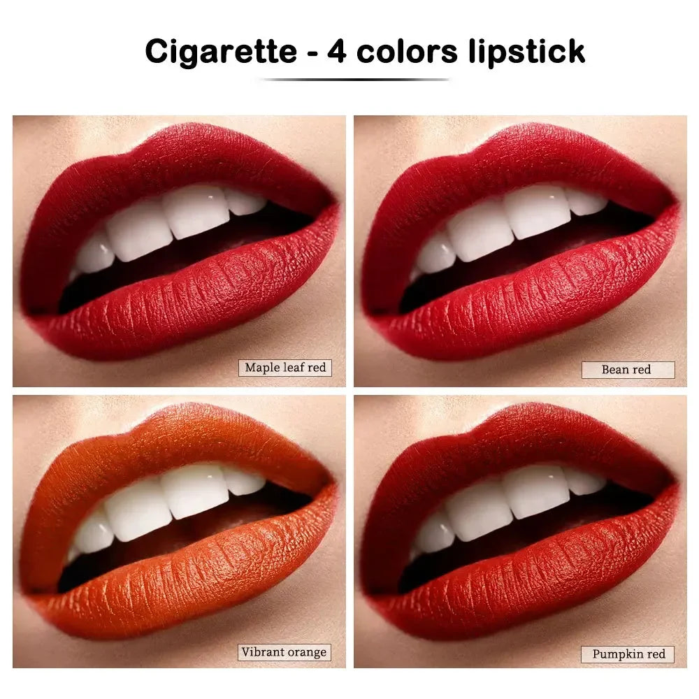 4 Colors Cigarette Lipstick Set Matte Lip Gloss Long Lasting Lip Glaze Waterproof Lip Stick Tube Nude Lip Tint Makeup Cosmetics