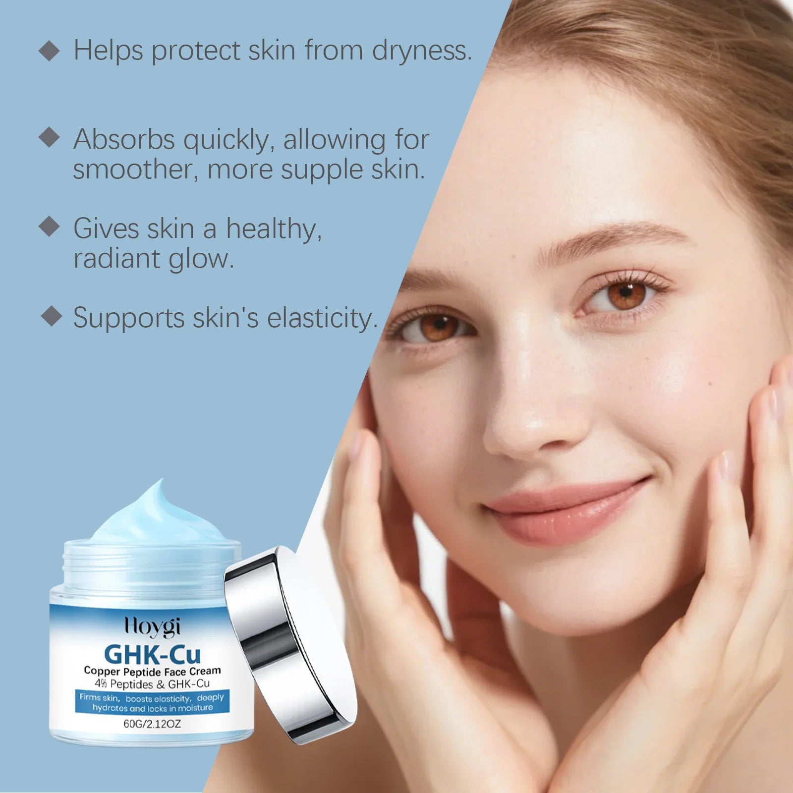 Copper Peptide Face Cream & Serum Set Firming Hydrating Skincare Smoothing Tightening Facial Skin Softens Skin Textur