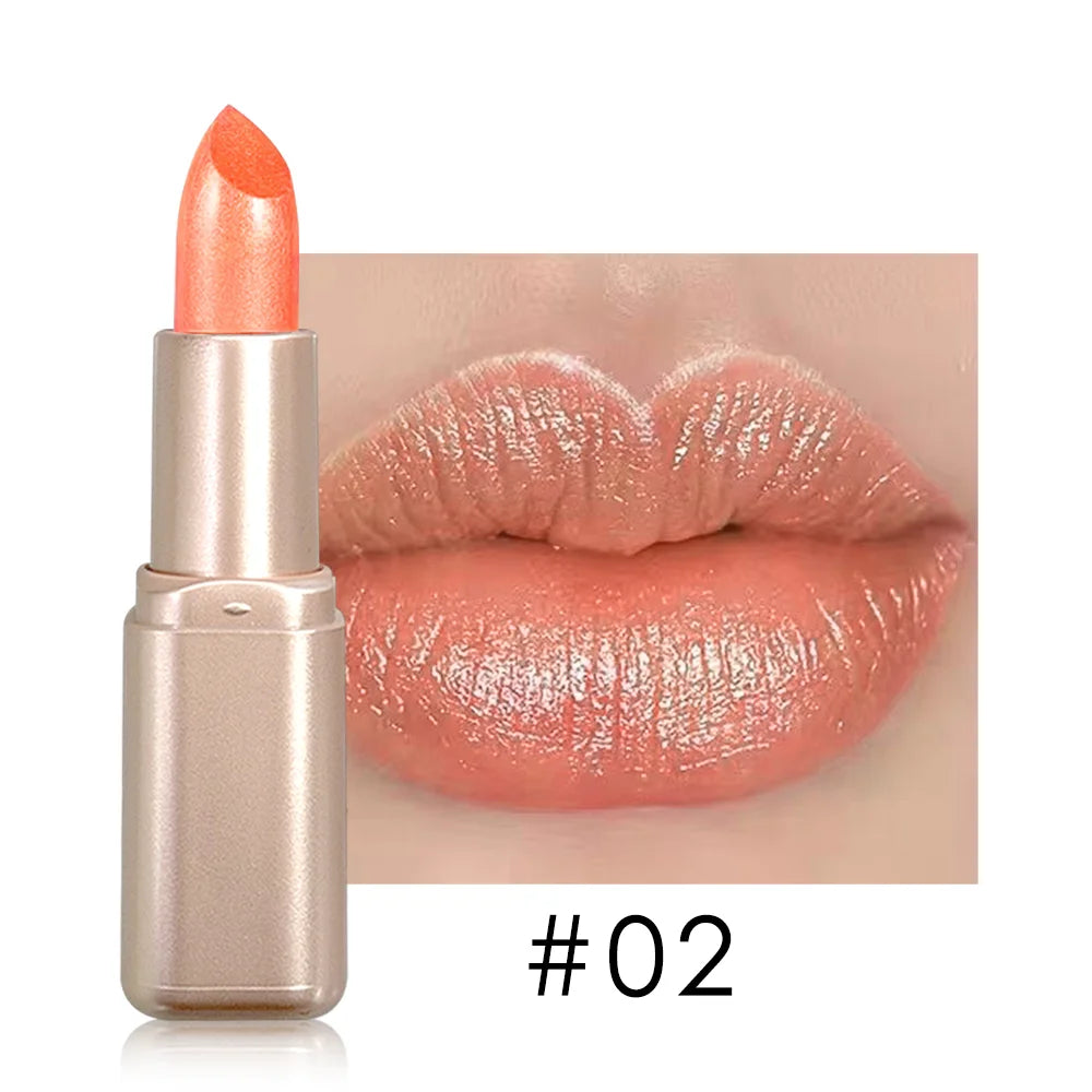 Glitter Pink Lipstick, Pearlescent Shimmer Glow, Rich Color Payoff, Waterproof Long-Wear Lipstick for Any Occasion