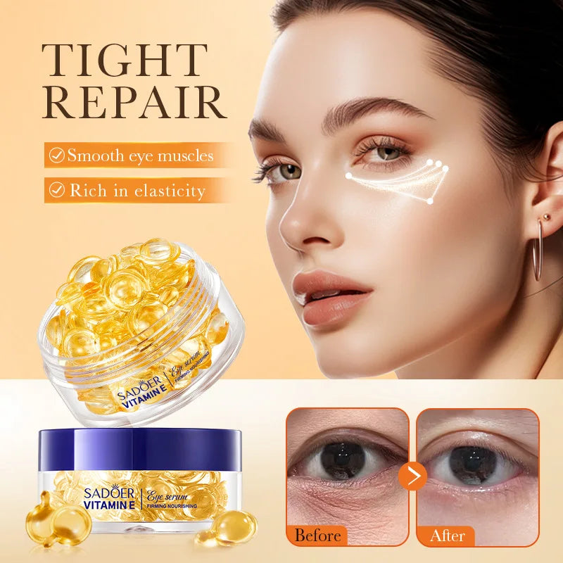 Sadoer Evening Primrose Vitamin E Firming Capsule Eye Cream, Eye Serum, Contains Evening Primrose Extract, Tocopherol, Camellia