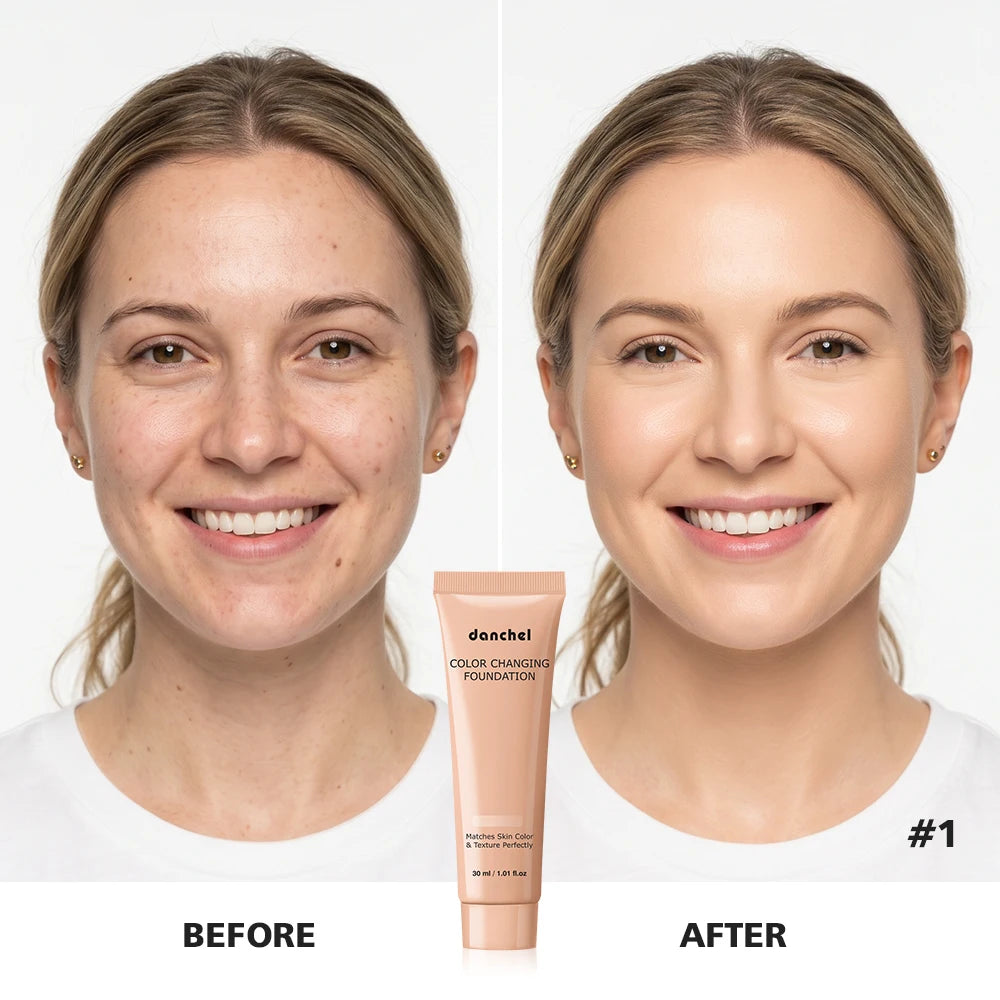 Color Changing Foundation Auto Skin Tone Matching 12H Long Lasting Light Medium Coverage Natural Dewy Face Makeup