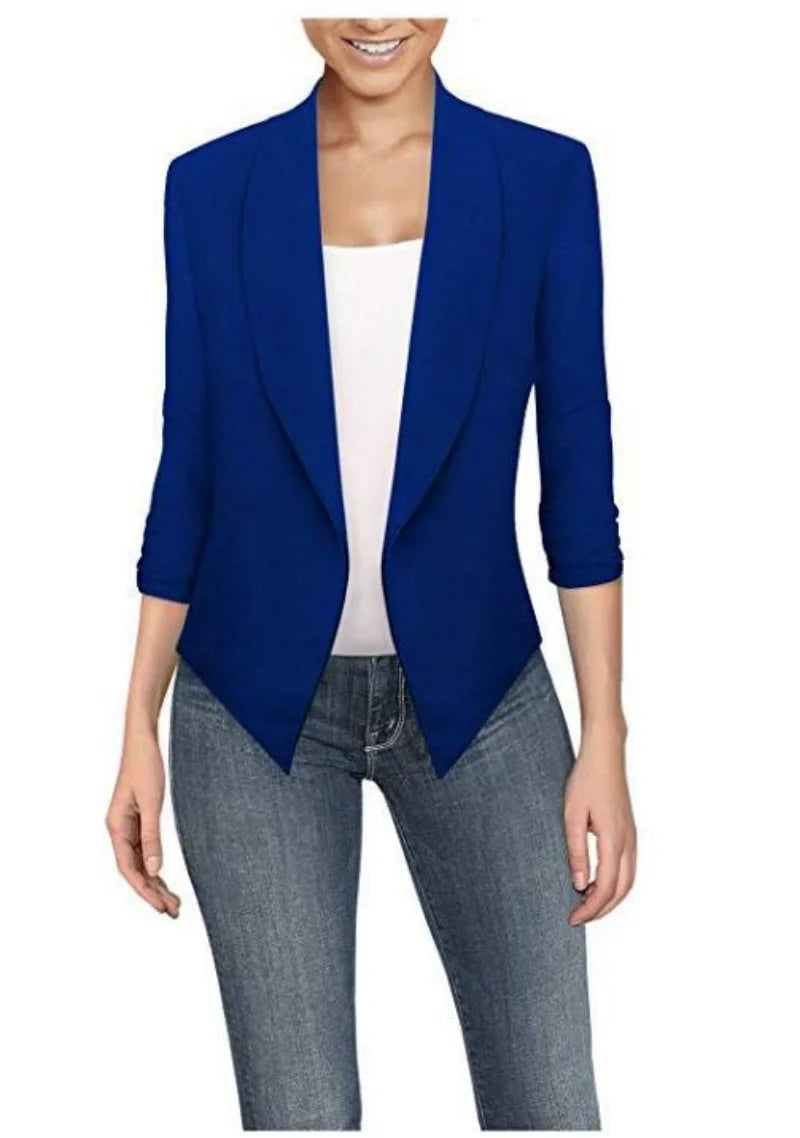 Big Size Slim Women Blazers Fashion 2022 Spring Jacket Female Work Office Solid Pocket Notched Blazer Feminino Coat