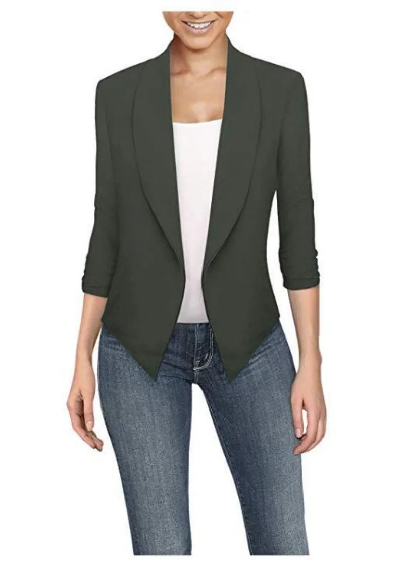 Big Size Slim Women Blazers Fashion 2022 Spring Jacket Female Work Office Solid Pocket Notched Blazer Feminino Coat