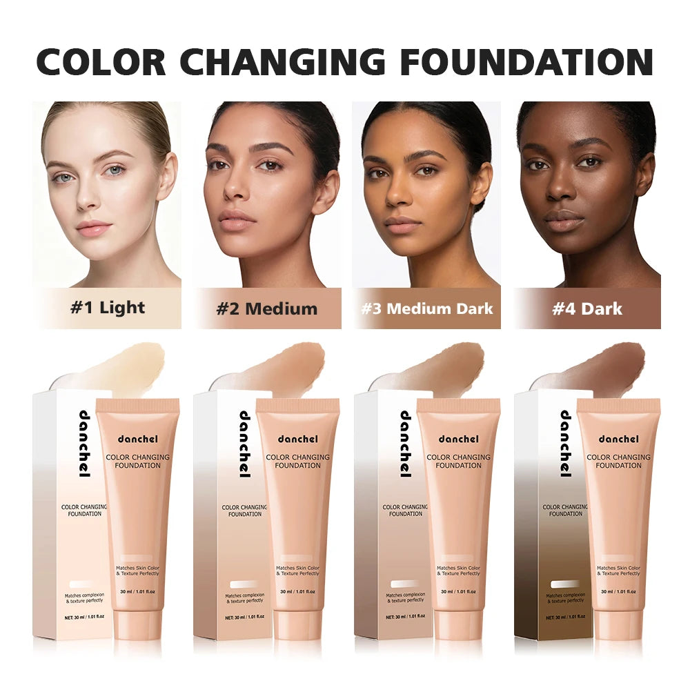 Color Changing Foundation Auto Skin Tone Matching 12H Long Lasting Light Medium Coverage Natural Dewy Face Makeup