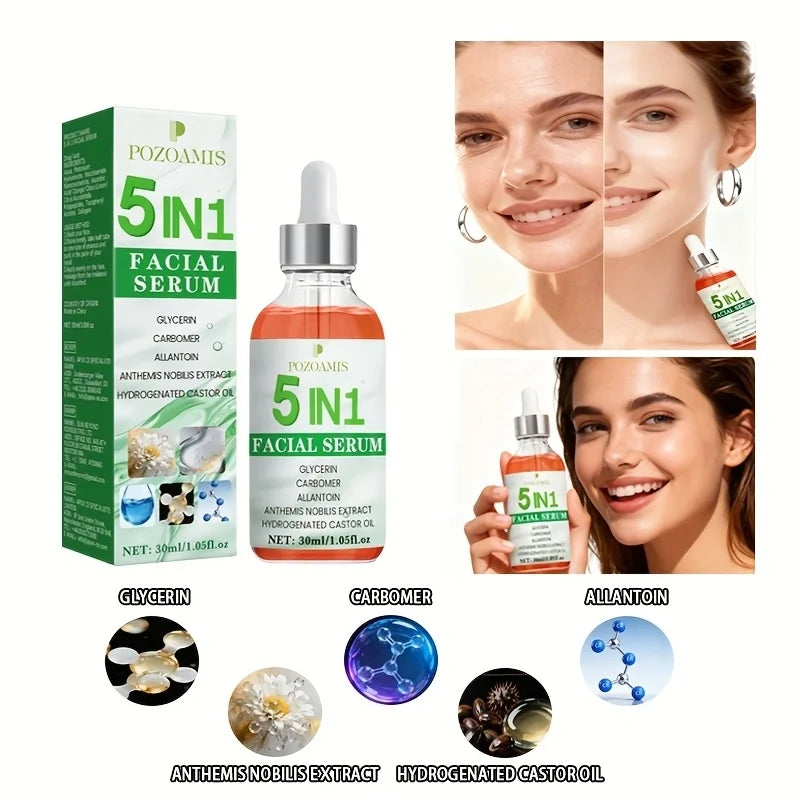 5-in-1 facial serum moisturizes and hydrates, suitable for dry and rough skin, and is suitable for all skin types.