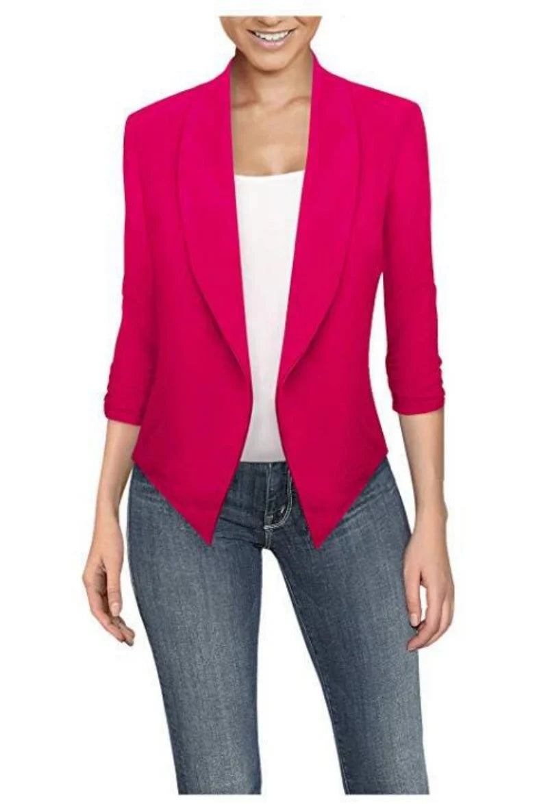 Big Size Slim Women Blazers Fashion 2022 Spring Jacket Female Work Office Solid Pocket Notched Blazer Feminino Coat