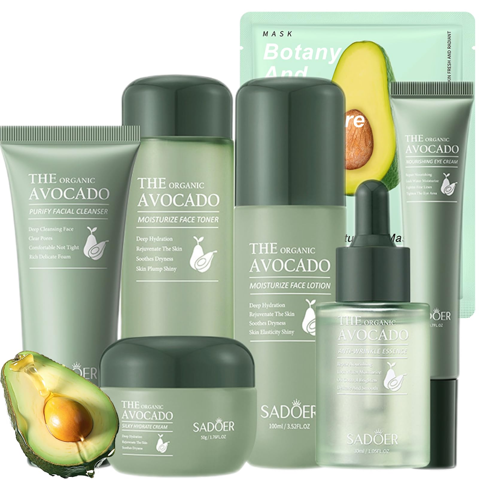 Avocado Skin Care Set 11-In-1 Skincare Gift Set