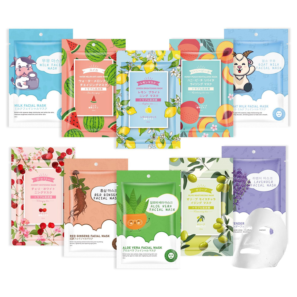 GUOYAOLIFU 10 Pack Sheets Variety Sheet Face Masks